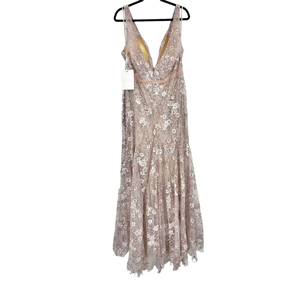 Mac Duggal Floral Embellished Sleeveless Plunge Neck Gown Rose Pink Size 10 NWT - Picture 13 of 13